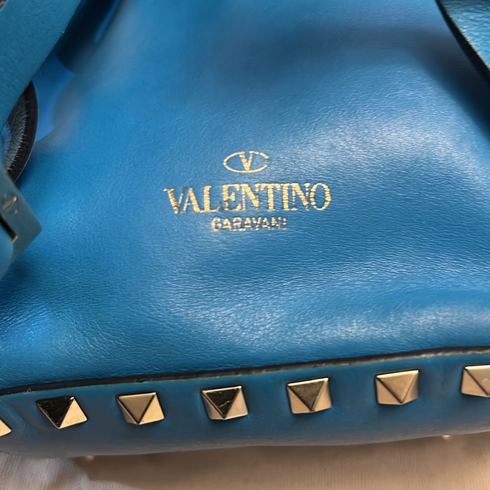 Valentino Garavani Aqua blue leather studded mini backpack - Picture 6 of 17